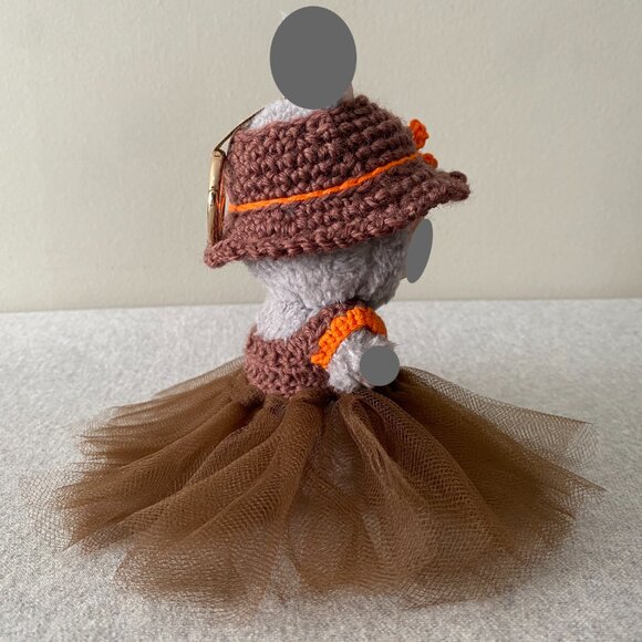 Handmade Crochet Brown Orange Autumnal Princess Tutu for 17cm Doll 2-Piece Set - Picture 4 of 6